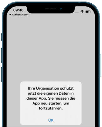 Meldung welche bestätigt, dass die Daten nun geschützt sind