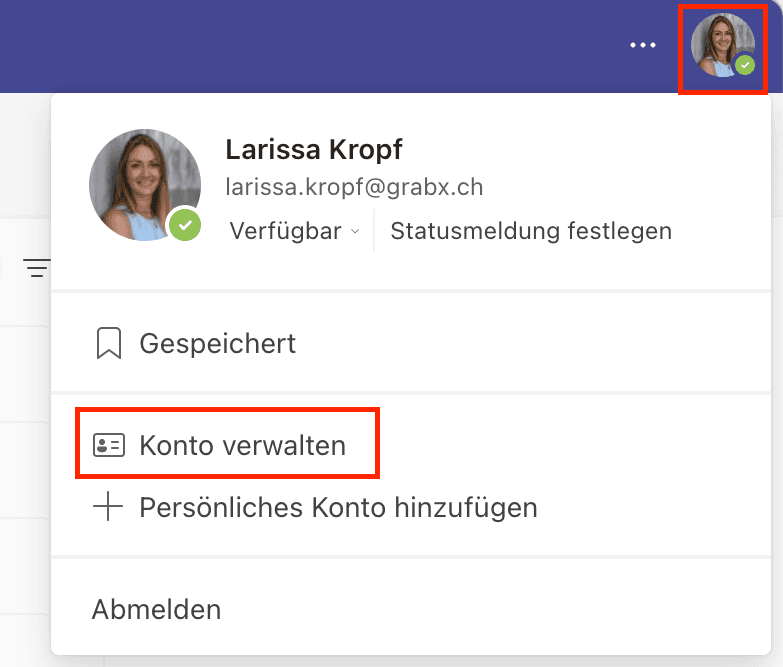 STV. festlegen Konto verwalten